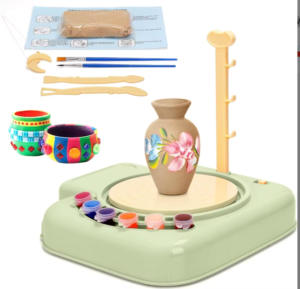Pottery Wheel for Kids, DIY Ceramic Kit, Air Dry Clay Art, Kids Artist Studio, Educational Toys 6+, Camera Pottery Machine, Creative Birthday Gift, Children's Sculpting Set, Green Pottery Kit, STEM Craft Toy