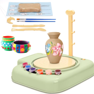 Pottery Wheel for Kids, DIY Ceramic Kit, Air Dry Clay Art, Kids Artist Studio, Educational Toys 6+, Camera Pottery Machine, Creative Birthday Gift, Children's Sculpting Set, Green Pottery Kit, STEM Craft Toy